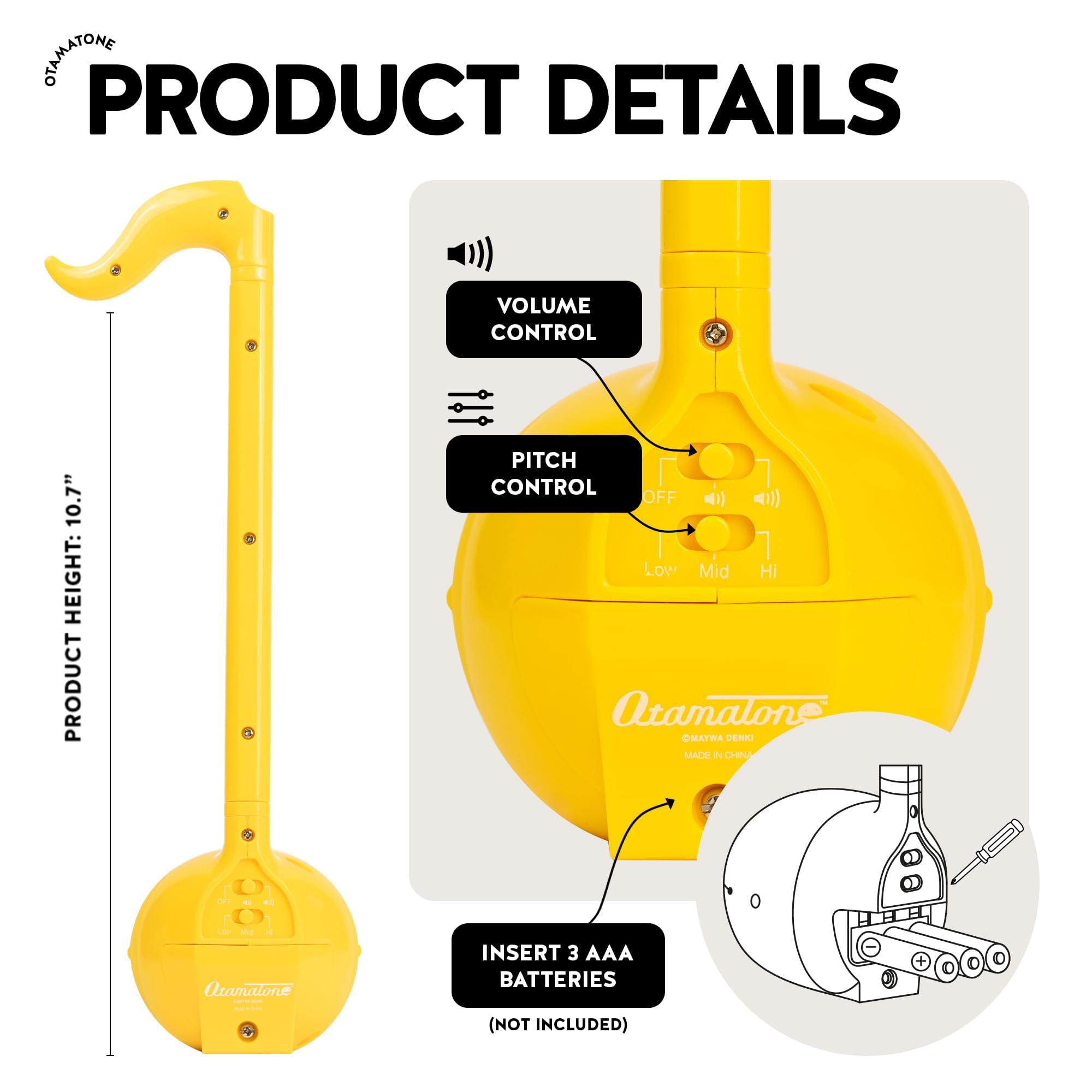 Otamatone Japanese Electronic Musical Instrument Portable Music Synthesizer from Japan by Maywa Denki Studio Award Winning, Educational Fun Gift for Children, Teens & Adults - Yellow & Hot Pink Set