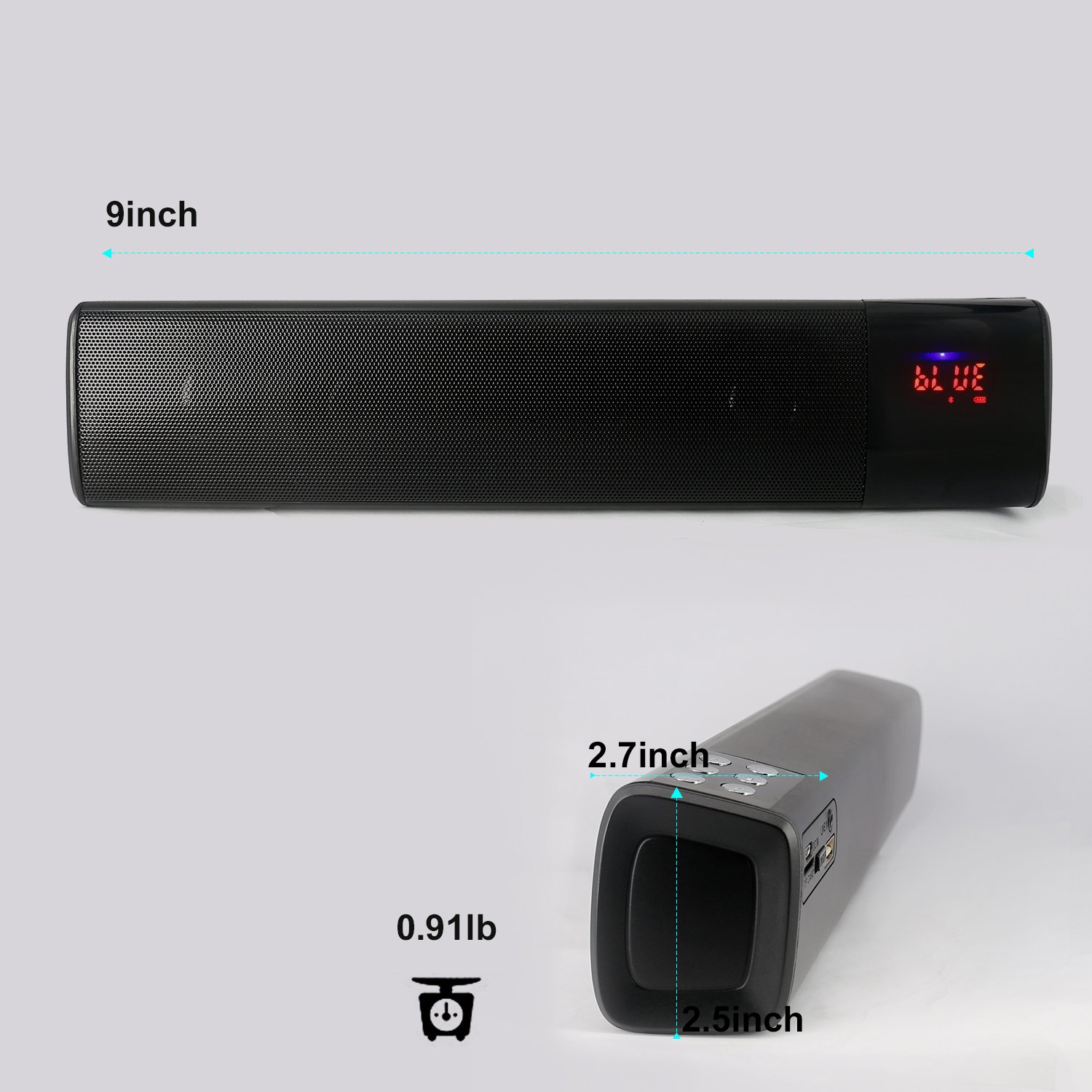 SCS ETC Bluetooth Stereo Speaker, 2×5W Portable Wireless Speaker with FM Radio, Aux-in TF Card Mp3 Player (Black)