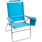 Rio Brands 17" Extended Height 4-Position Folding Beach, Camping, Lawn Chair, Turquoise