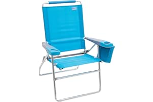 Rio Brands 17" Extended Height 4-Position Folding Beach, Camping, Lawn Chair, Turquoise