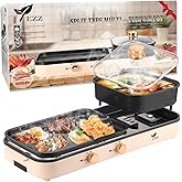 2026 Electric Hot Pot with Grill,2-10 People Indoor Hot Pot 2 in 1 Multi-function Smokeless Shabu-Shabu Hotpot Korean BBQ Gri