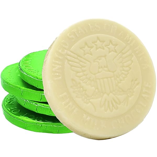 THE DREIDEL COMPANY HANUKKAH WHITE CHOCOLATE COINS, CHANUKA GELT, DAIRY MILK CHOCOLATE IN MESH BAGS (48 MESH BAGS)