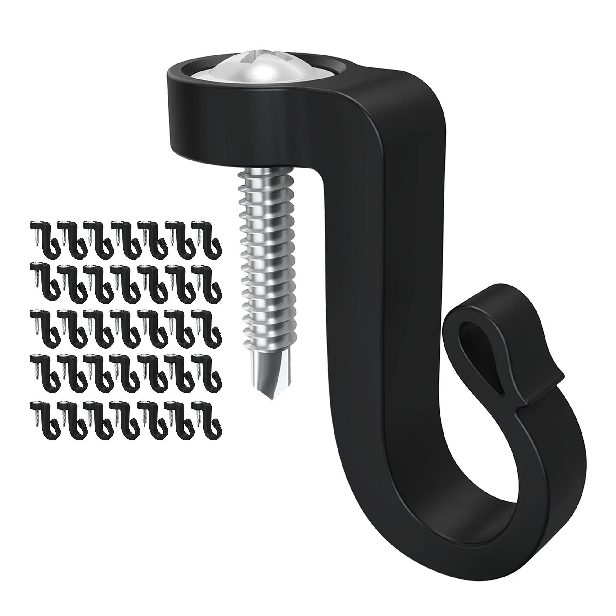 Blifula Q-Hanger Screws in Hooks Outdoor Hooks for String Lights and Garage New Year Party Outdoor,Christmas Light Hooks (36 Pack-Black)