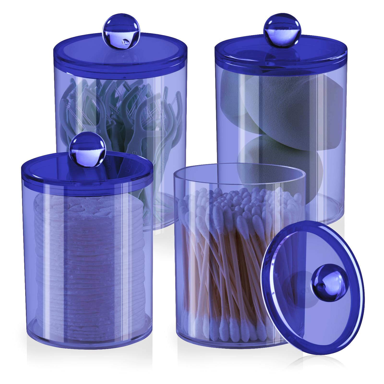 XIPENGKEJI Dispenser Apothecary Jars with Labels (4 pack-blue-10oz)