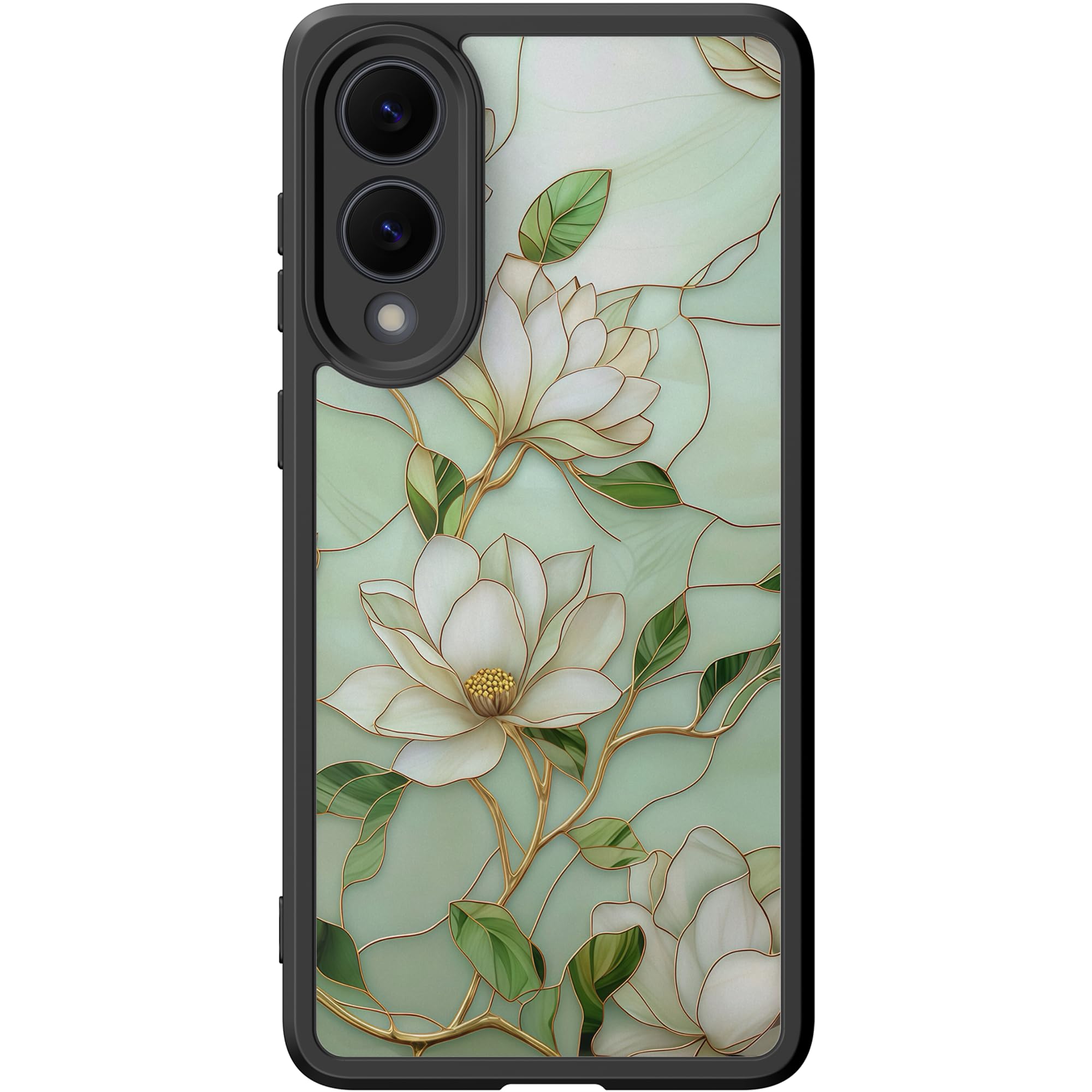 DEENAKIN for Samsung Galaxy S25 Edge Case Cute,Aesthetic Floral Hard Shell,Compatible with Magsafe,Trendy Unique Retro Coquette Protective Slim Phone Cover for Women Girls,Vintage Magnolia Flowers
