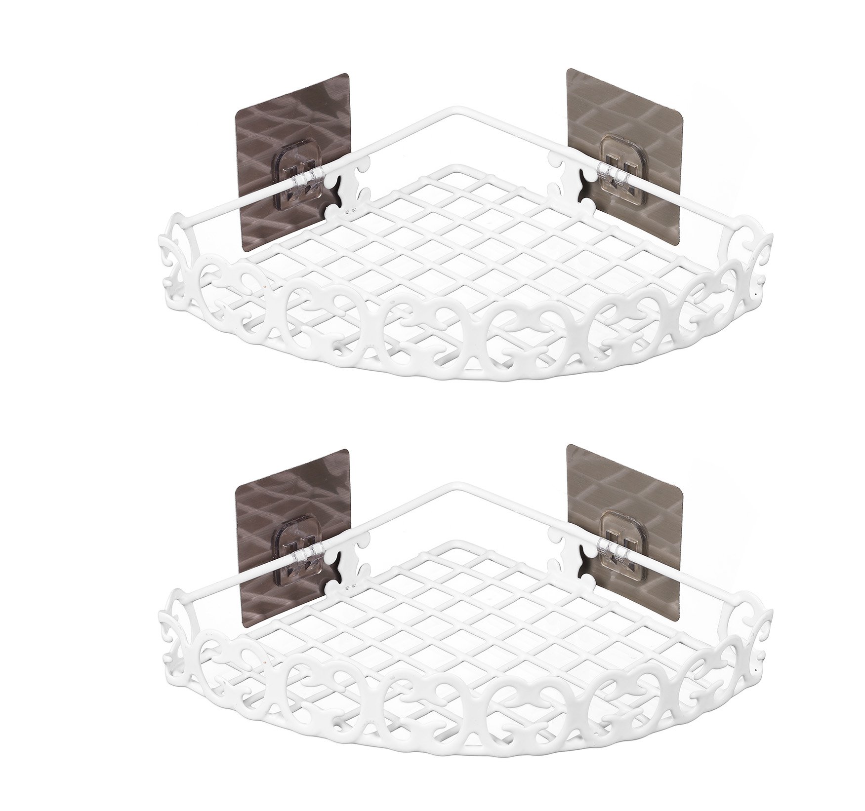 Chic and Adhesive Wall Mount 2 Tier Shelf Rack for Kitchen Spices or Bathroom Product Holder in