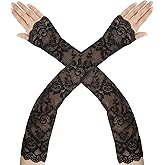AEYURUID Long Lace Gloves Fingerless, Lace Sleeves, Lace Gloves Women Tea Party Wedding, Bridal Sleeves