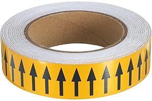 PATIKIL Directional Flow Arrow Tape 1.2" x65', Adhesive Pipe Identification Marking Stickers for Pipe Flow Labeling, Black on