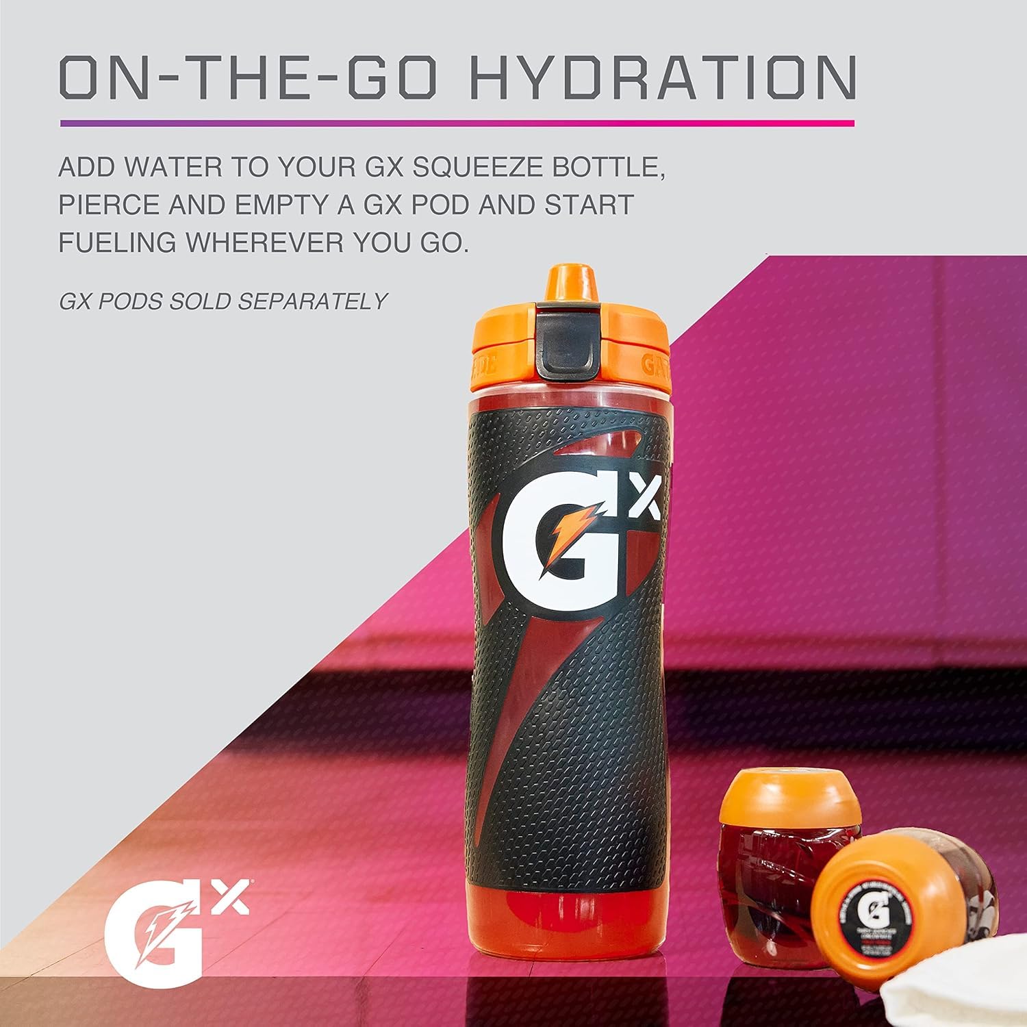 Gatorade GX Sistema de hidratación de la cocina, botellas de compresión sin deslizamiento de gx y gx de bebidas deportivas concentradas amarillo, plástico Gatorade GX Sistema de hidratación de la cocina, botellas de compresión sin deslizamiento de gx y gx de bebidas deportivas concentradas amarillo, plástico