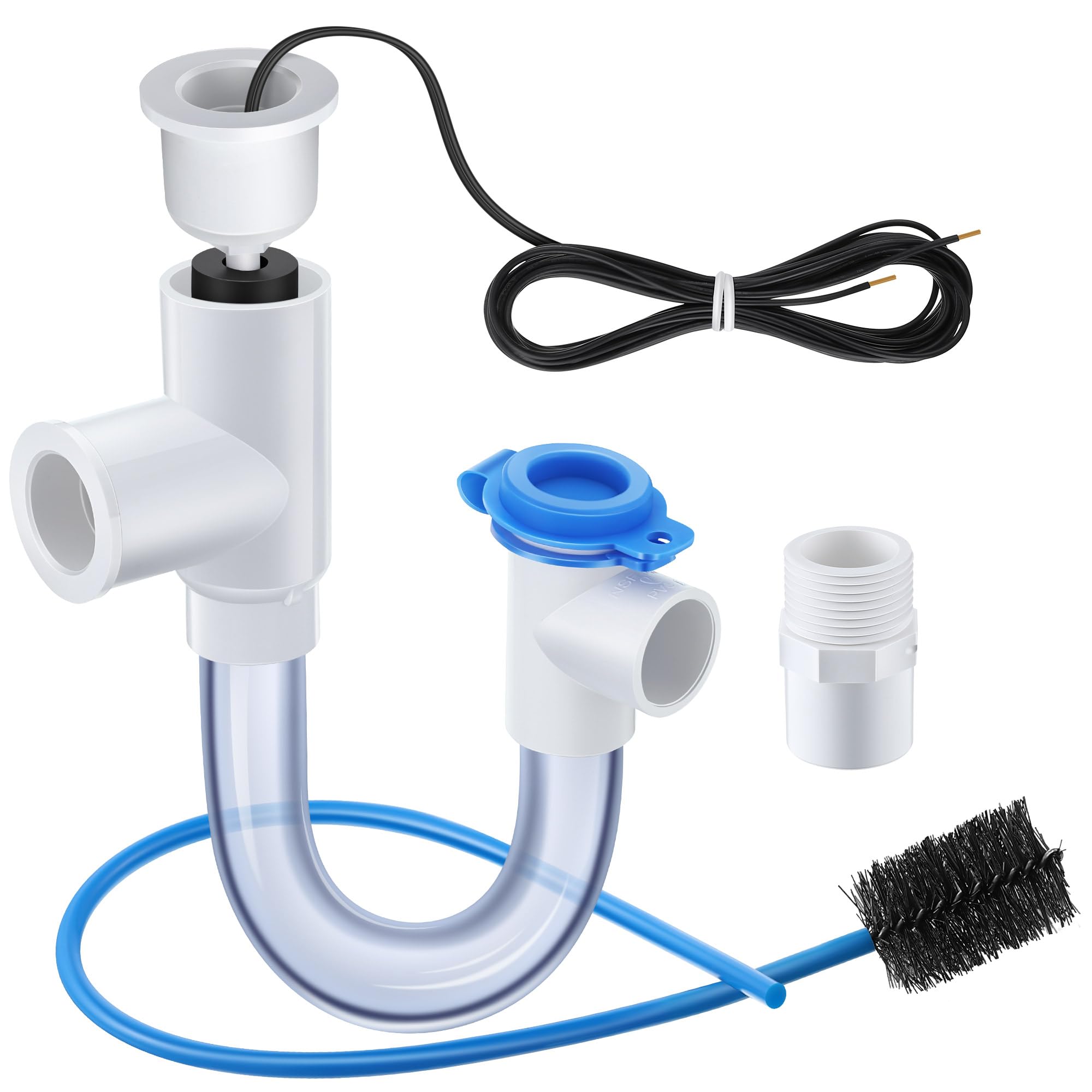 Photo 1 of Condensate Trap with Built in Overflow Switch, 3/4" Standard PVC U Trap for HVAC System, Smart Drain Kit with 16'' Cleaning Brush, for Condensate Overflow Detection, Air Conditioner (1 Pack)