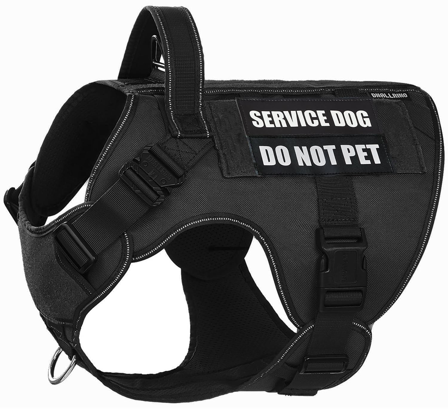 Photo 1 of DNALLRINO Tactical Dog Harness for Large Dogs, Heavy Duty Dog Harness with Handle, Adjustable Reflective Military German Shepherd Dog Vest Harness with Do Not Pet Patches for Hiking Training Black