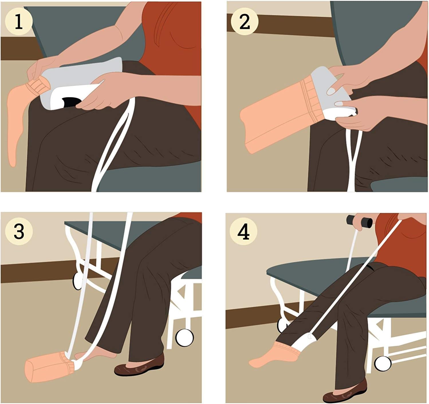 Vaunn Medical EZ-TUG Sock Aid Assist with Foam Grip Handles and Adjustable Cords: Health & Personal Care