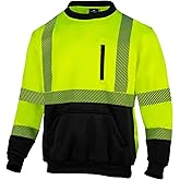 VENDACE Hi Vis Safety Sweatshirts for Men Reflective ANSI Class 3 High Visibility Construction Work Crew Sweatshirt No Hood