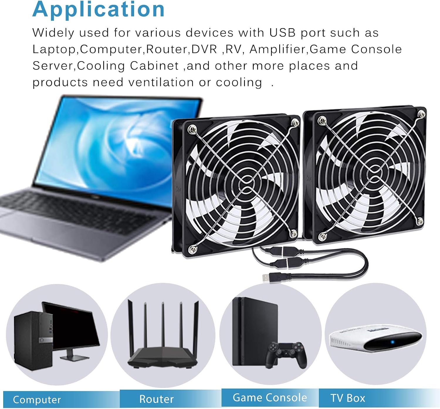 GDSTIME 120mm USB PC Fan 5V 120mm x 25mm Computer Cooling Electronic Fan Powerful 1500 RPM 56.8 CFM For PC Game Console Keyboard Mouse Xbox Laptop TV Box Router Ventilation - Image 3