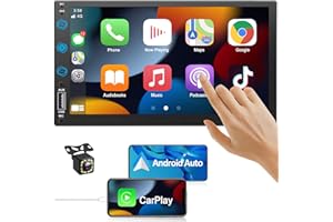 ELEACC 7" Carplay Screen for Car, Voice-Control Double Din Car Stereo, Bluetooth 5.3 Touchscreen Car Audio Receiver for Android Auto, for Apple Carplay, Car Player with Backup Cam/Mirror Link, USB/AM/FM