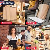 Clearly 50 Jumbo Brown Kraft Paper Bags with Handles 12x10x5 70 GSM view 5
