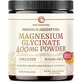 Magnesium Glycinate Powder 400MG | Sleep & Relaxation Support | Peach Mango Flavor, Sugar-Free | High Absorption Chelated Magnesium Powder | Vegan, Gluten-Free, Non-GMO | 30 Servings | 225g (7.94oz)
