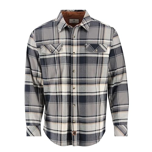 Legendary Whitetails Men's Flannel Shirt Long Sleeve Button Down Relaxed Fit, Horizon Trapper Plaid