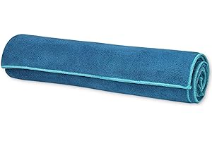 Gaiam Yoga Towel - Mat Sized Active Dry Non Slip Moisture Wicking Sweat Absorbent Microfiber Hot Yoga Towel for Women & Men | Stay-Put Corner Pockets (70" Long x 26" Wide)