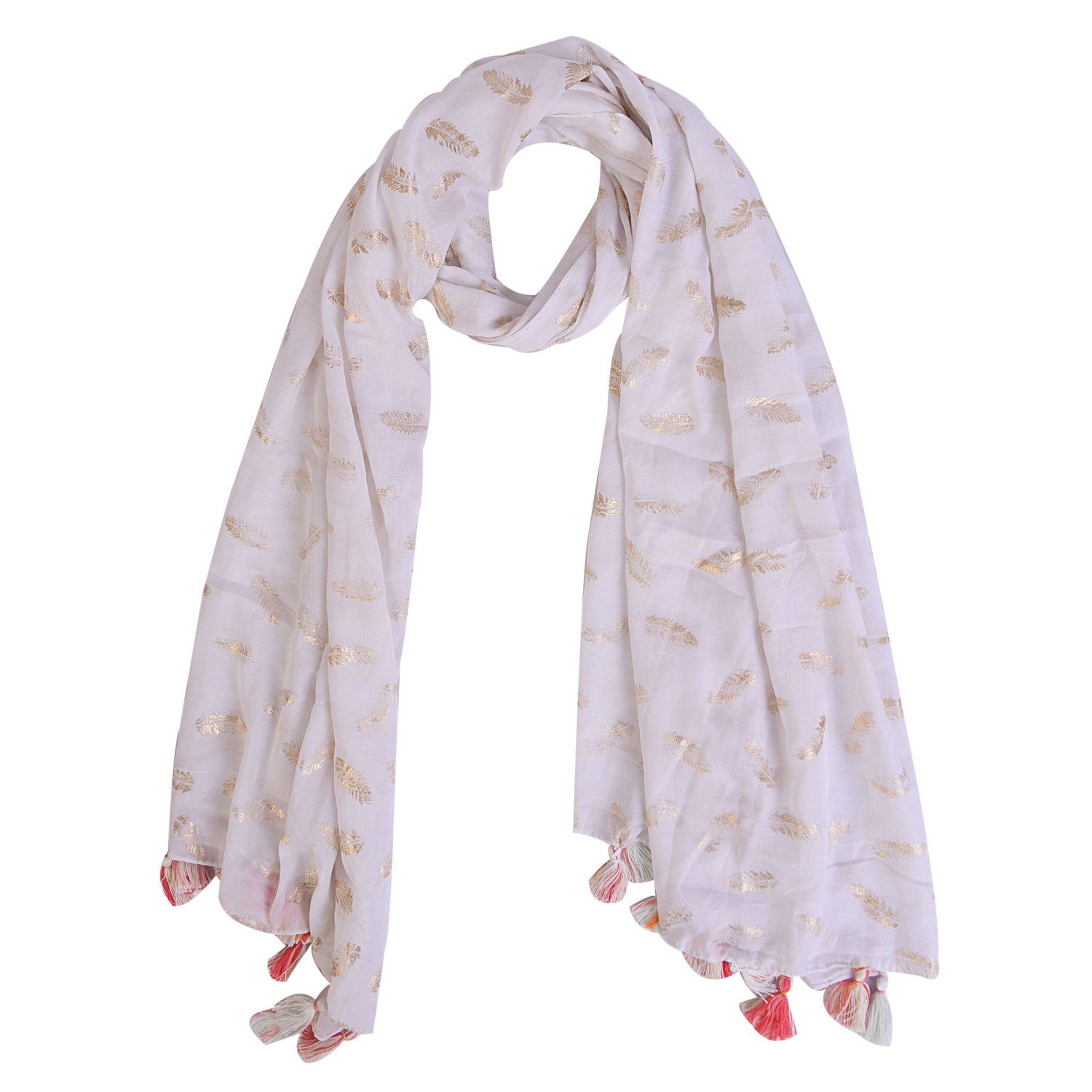 ziva fashion women's white printed stole