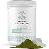 Happy Mammoth NewSlim SuperGreens with Spirulina, Chlorella & Prebiotics Blend for Adults, Supports Metabolism, Energy & Reduces Carb Cravings, 24 Servings, Vanilla Flavor