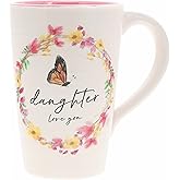 Pavilion Gift Company - Daughter - 17-ounce Coffee Cup, Floral Pattern Mug, Mothers Day Gift Idea, 1 Count, Cream, 5.25 x 5.25-Inches