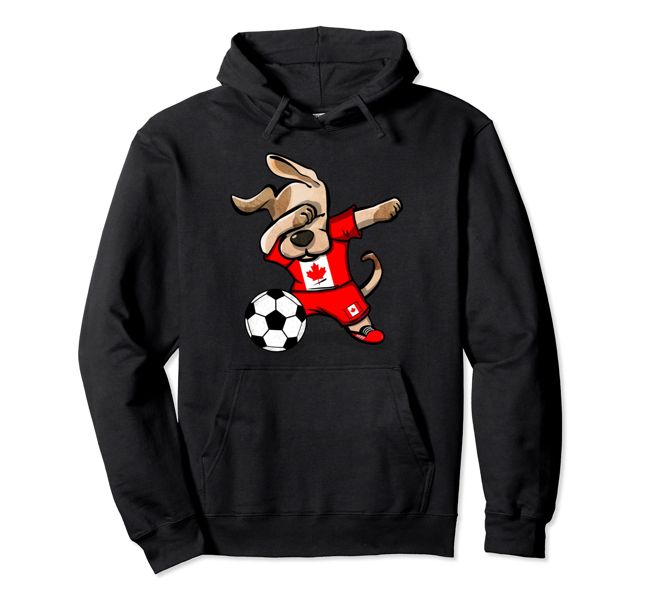 Dabbing Dog Canada Soccer Fans Jersey Canadian Flag Football Pullover Hoodie — image 1