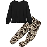 Arshiner Girls 2 Piece Outfits Fashion Tracksuits Long Sleeve Pullover Sweatshirt and Sweatpants Jogger Set with Pockets