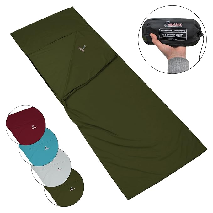 ALPIDEX Polycotten Hüttenschlafsack Reiseschlafsack Innenschlafsack Rechteckform Schlafsack Inlett Herbergsschlafsack Sommers