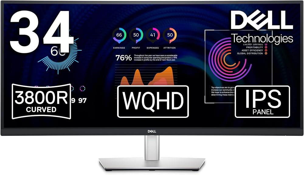 Dell P3424WE 34 inch USB-C Monitor 3440x1440 IPS 60Hz 5ms 99% sRGB