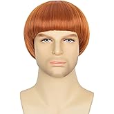 Miss U Hair Short Straight Ginger Bowl Cut Wig with Bangs for Men 60s style Cosplay Wig for Halloween Party