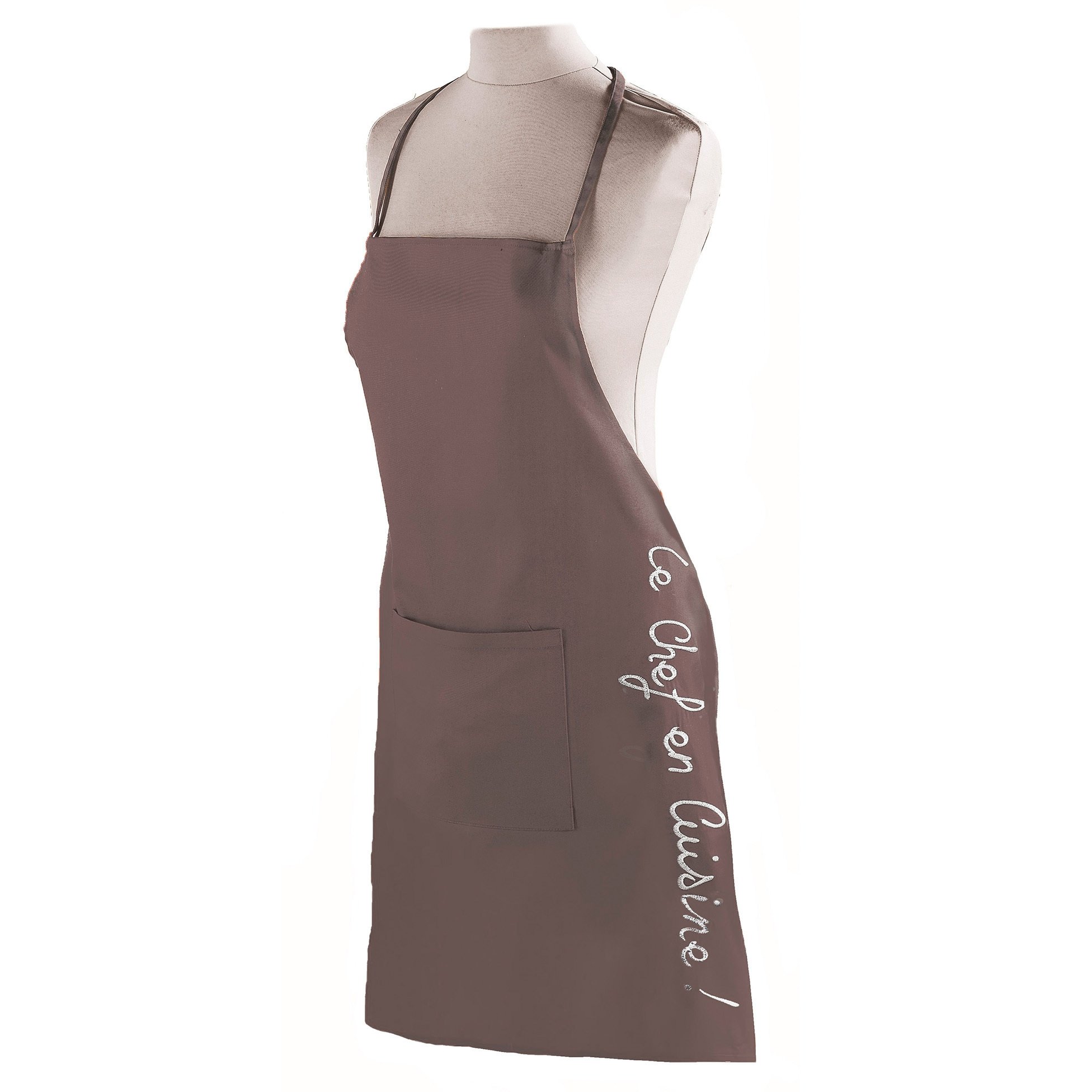 Ligne Decor 60 x 84 cm Cotton Pocket Cuistot Apron, Taupe Brown