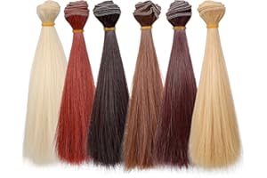6pcs Doll Wig Wefts Doll Hair Extensions Long Straight Synthetic Wefts DIY Assorted Color Wigs for Arts Crafts Color 2