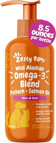 Zesty Paws Wild Alaskan omega-3 aceite de salmón para perros y gatos — Salud y suplementos