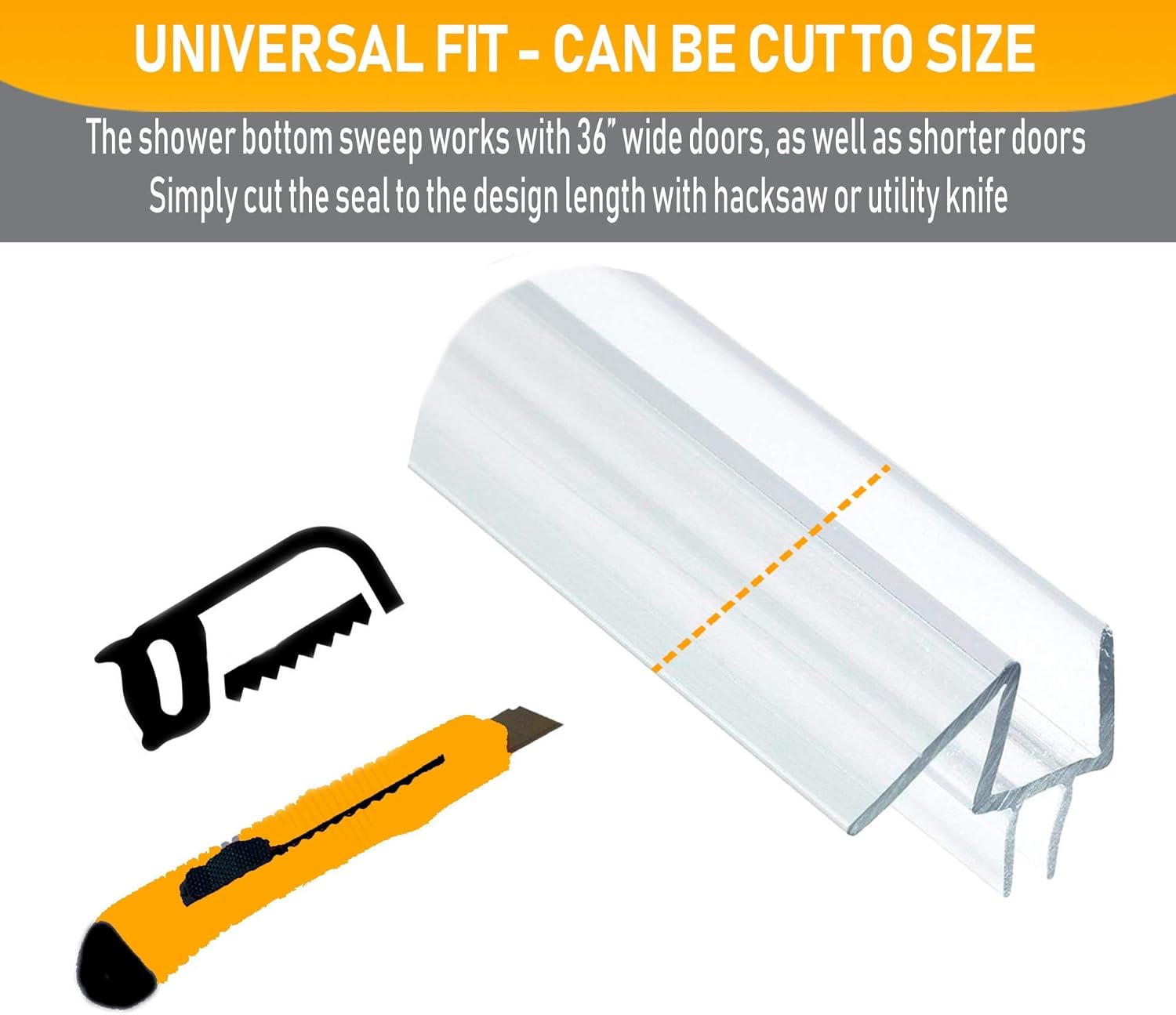 1/4 Thick 1 eatelle Frameless Ultra Clear Shower Door Bottom Seal with