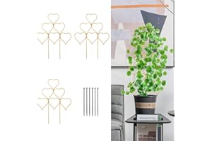 MIJAYENV 3 Pack Plant Trellis Indoor 14.5Inch for Climbing Plants Indoor Small Garden Trellis for Potted Plant Support Metal Wire Stackable Trellis Houseplant for Monstera Vines Lvy Pothos Access (Heart Gold)