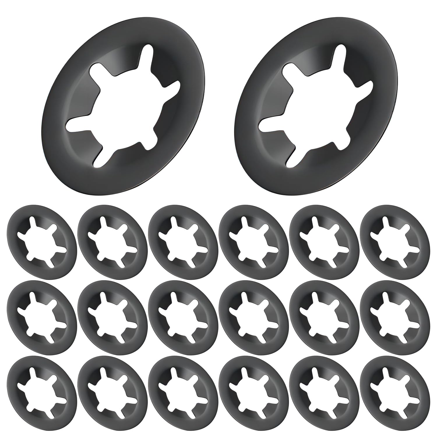 Qrity 20 PCS Internal Tooth Lock Washers, Quick Speed Clips Fasteners, Push On Speed Clips Fasteners Washer, 4mm I.D, 12mm O.D, Black
