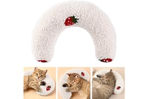 Fnaobai Pet Small Pillows for Small Dogs Cat U-Shaped Puppy Neck Pillow for Indoor Improve Relief Sleeping Machine Washable (White)