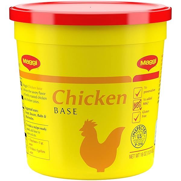 MAGGI CHICKEN BASE, STOCK AND BOUILLON, GLUTEN FREE, NO MSG, BULK 1 LB TUB (PACK OF 6)