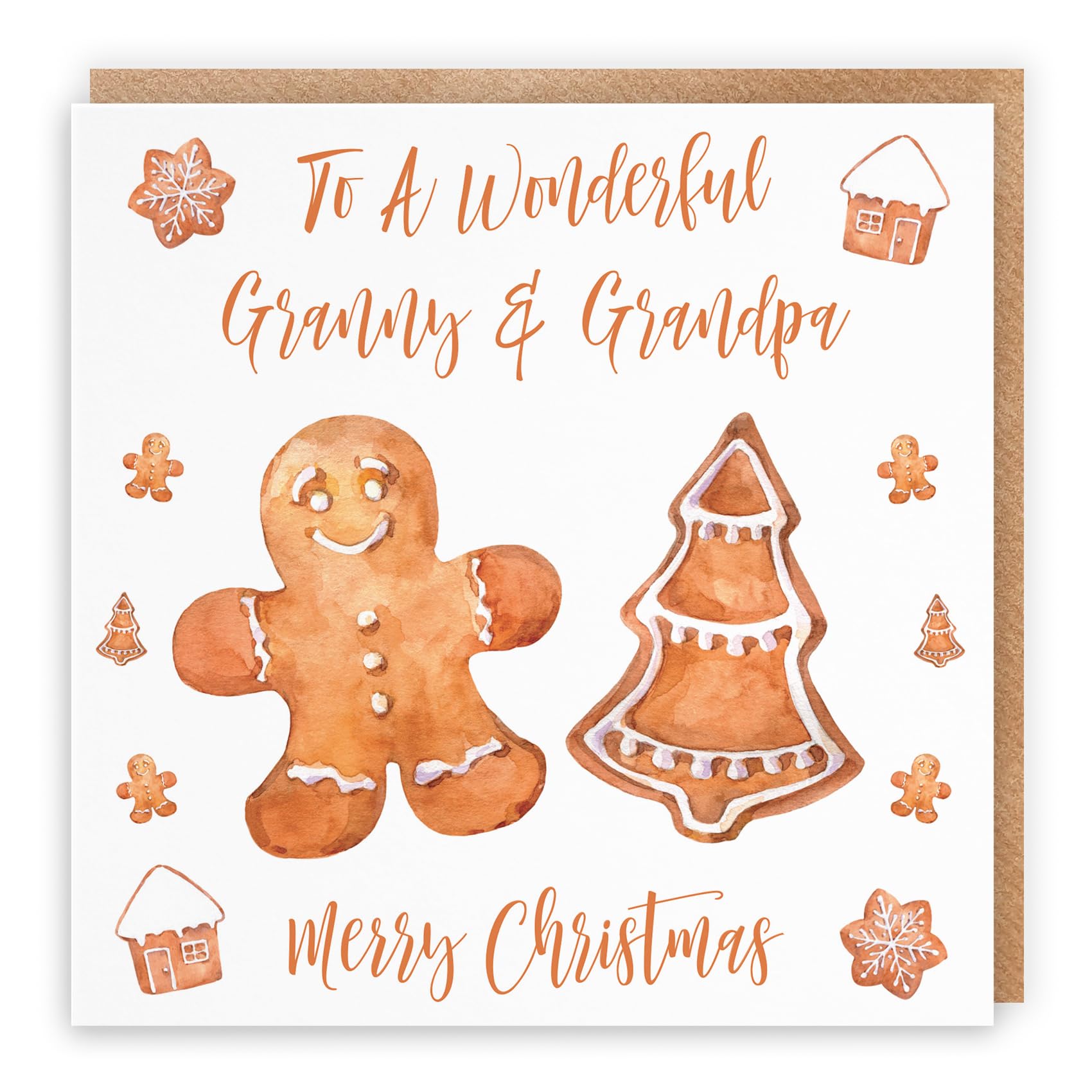 Hunts England - Granny And Grandpa Christmas Card - To A Wonderful Granny & Grandpa - Merry Christmas - Gingerbread Collection