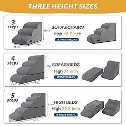 Dog Stairs and Ramp for High Bed, 5-Step Dog Steps