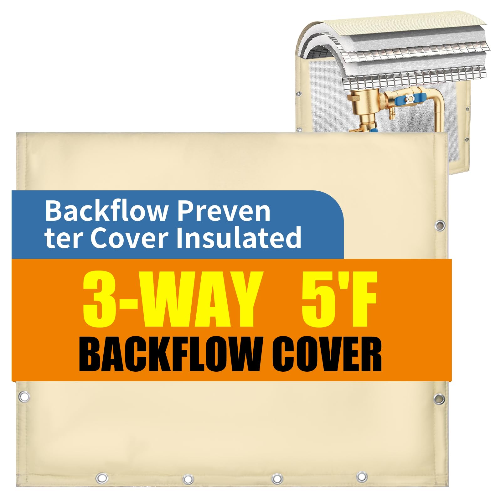 Photo 1 of 30 x 24 inch Backflow Preventer Insulation Cover Backflow Preventer Cover 3-Way Opening Design 5-Layer Fabric backflow Cover Sprinkler Covers with Aluminum Foil for Outside