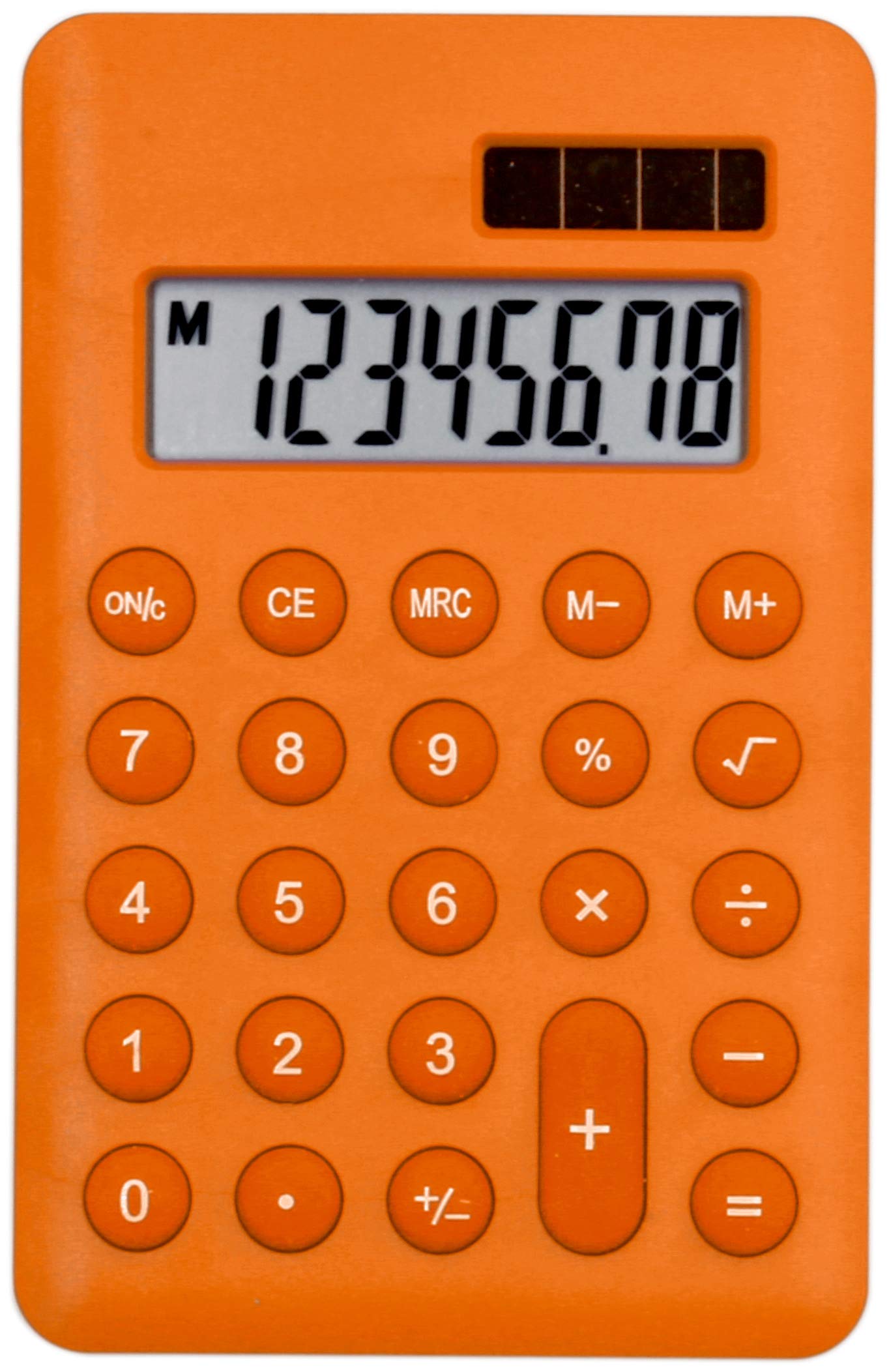 Alina Handheld Mini Pocket Calculator | 8 Digit Display | Solar Battery Small Basic Fully Functional | Fun School Kids Home Office Nurse Colourful Party Gift Event Stocking Filler (1, Orange)