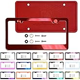 NAROWAN Silicone Back Guard License Plate Frame Candy Red Powder Coated Universal Fit Aluminum Screw On Cap Cover, T304 Stainless Steel, Rust Proof Weather Proof Stainless Steel Screws (Qty: 1 Frame)