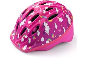 OutdoorMaster Kids Bike Helmet - from Toddler to Youth Sizes - Adjustable Safety Unicorn Helmet for Children (Age 3-15), 14 V