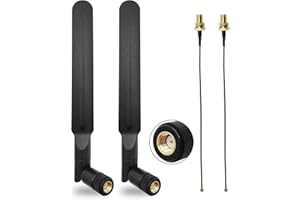 TENMORY WiFi 6E Antenna Tri-Band 6GHz 5GHz 2.4GHz RP-SMA Male + 10in U.FL MHF4 to RP SMA Female Extension Cable for PC M.2 NGFF Wireless Card 2 Pcs