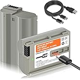 EN-EL15, EN-EL15a, EN-EL15b, EN-EL15c Batteries 2 Pack USB-C Charging for Nikon D7500, D750, Z6, Z6 ii, Z7, Z7ii, Z8, D500, D600, D610, D810, D800, D800E, D710E, D850, D7000, D7100, D7200 Cameras