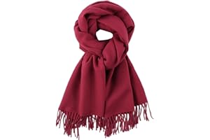 OMUKY Women's Winter Long Scarf Tartan Plaid with Fringe, Warm Shawl Wrap Blanket Scarf for Ladies