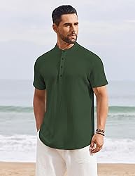 COOFANDY Men's Henley Neck Shirt Short Sleeve Solid
