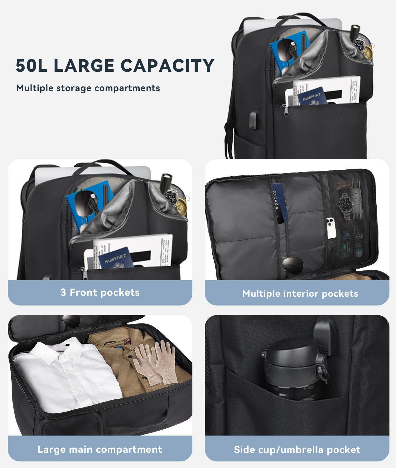 Mua Extra Large 50L Travel Backpack Carry On Flight Approved, Luggage ...